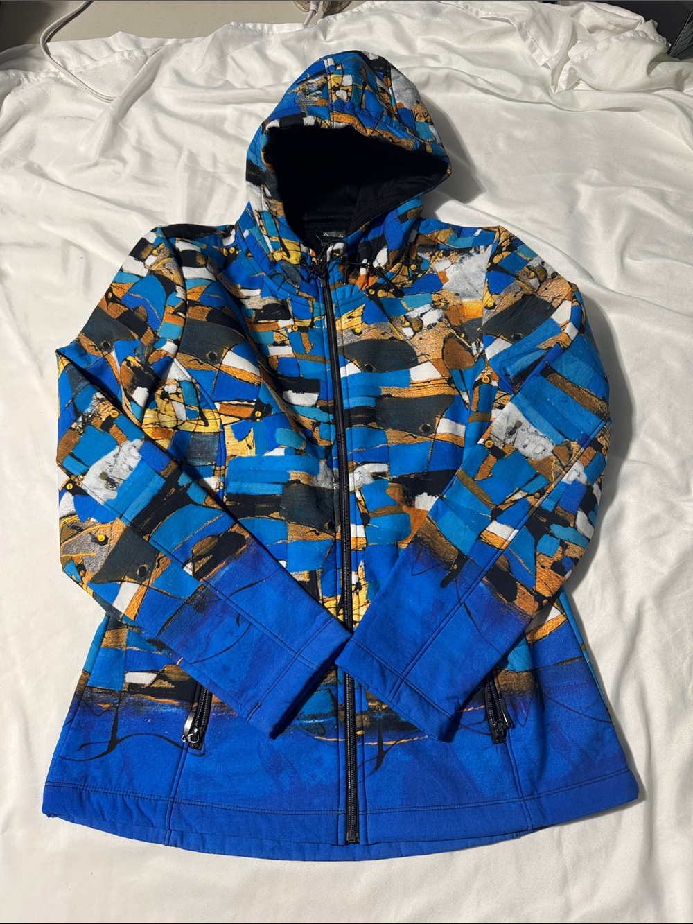 Simply Art by Dolcezza Abstract Print Fleece Lined Hooded Jacket S 70887
